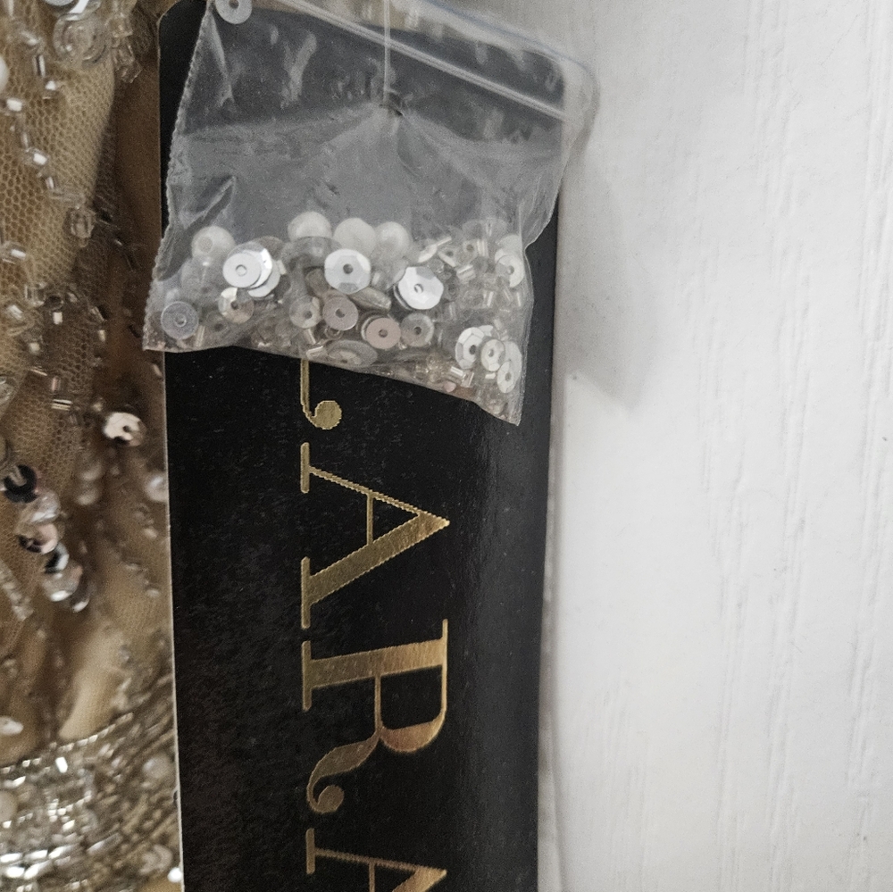 NWT Lara Dresses 29035 Champagne Pearl Strapless Beaded Evening Gown Sz 4 - Picture 7 of 13